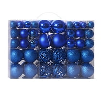 PPgejGEK 100PC Blue Shatterproof Christmas Baubles Tree Hanging Decor Party Ornaments