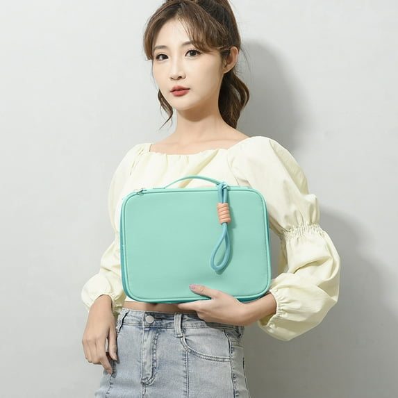 PPgejGEK 11 Inch Tablet Sleeve Bag Multilayer Laptop Organizer Pouch with Handle Business Travel Case for Men Women Water Resistant Compact Electronics Carrier