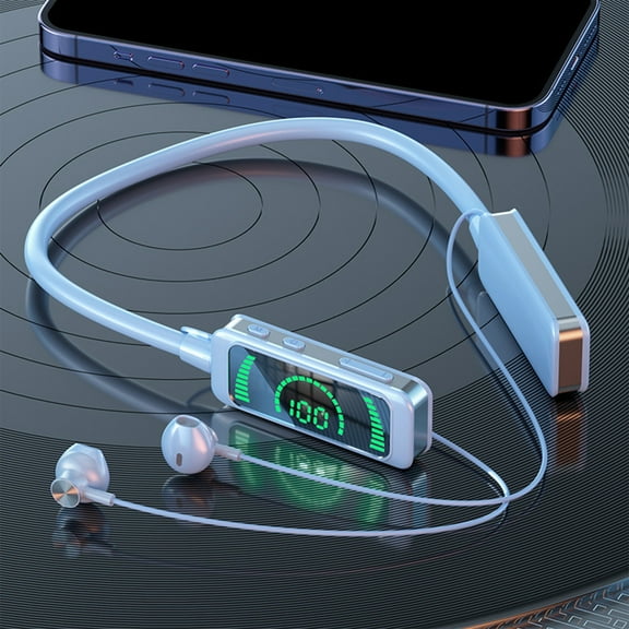 PPgejGEK 120 Hours Playback Earphones Digital Display Wireless Headphones Bluetooth 5.3 Neckband Sport