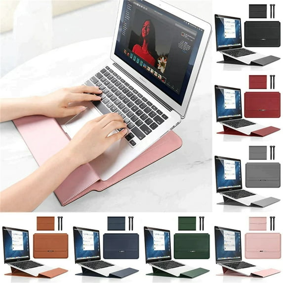 PPgejGEK 13-14 Inch Universal Laptop Sleeve with Stand, Multifunctional Computer Bag, Portable Storage Case with Magnetic Closure, for MacBook, Notebook