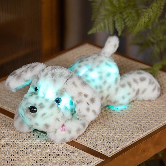 WWG 13.8-Inch Multicolor LED Glowing Husky Plush Dog Stuffed Animal Pillow - Lying Position A