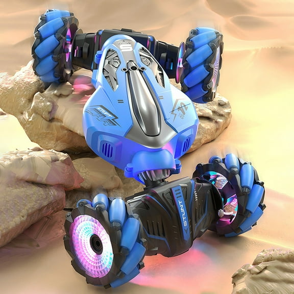 PPgejGEK 2.4G Handle / Gesture Sensor Remote Control Mode, Twisting Car Lights Double-sided Stunt Remote Control Car, Birthday and Holiday Gifts for Children