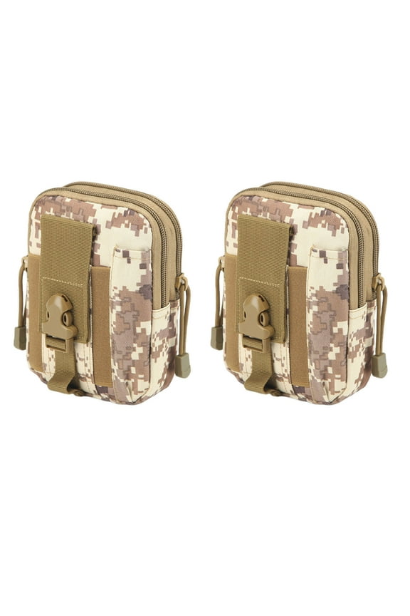 2-Pack Outdoor Military Tactical Waist Bag, 16x12x5cm/6.3x4.7x2in, MOLLE Compatible Belt Pouch for Phone GPS and Essentials, 800D Fabric