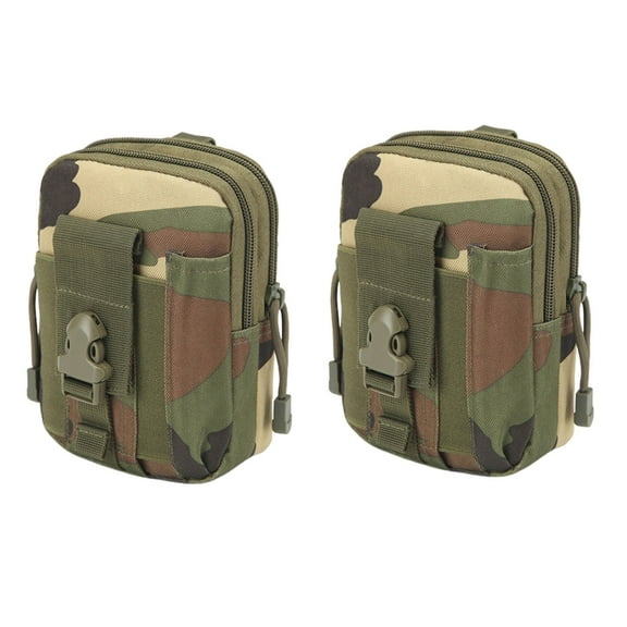 PPgejGEK 2-Pack Outdoor Military Tactical Waist Bag, 16x12x5cm/6.3x4.7x2in, MOLLE Compatible Belt Pouch for Phone GPS and Essentials, 800D Fabric