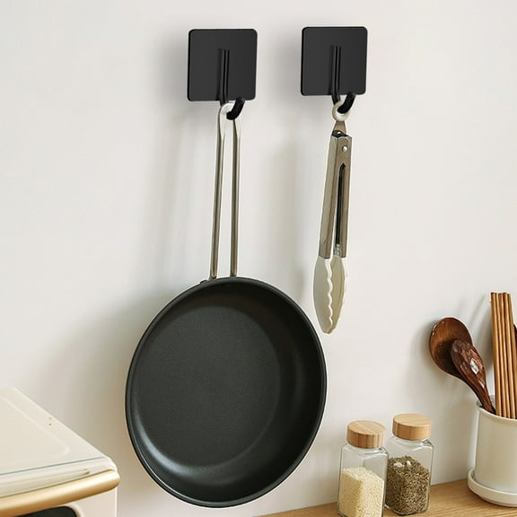 PPgejGEK 2-Pack Stainless Steel Heavy Duty Hooks 2.2x1.8x1.4 Inch No Drill Wall Mount for Kitchen Bathroom Towel Coat Rack Organization Black White Silver