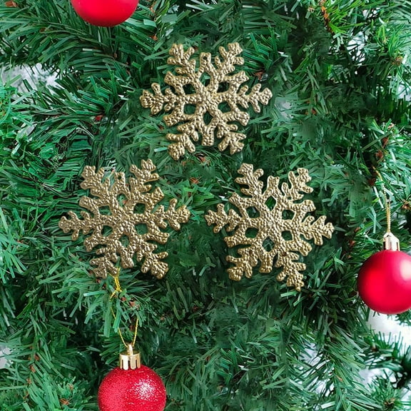 PPgejGEK 3 Pcs Double Sided Snowflake Christmas Ornaments 10x10cm 3.93x3.93in Red Gold Hanging Pendant for Tree Party Decoration