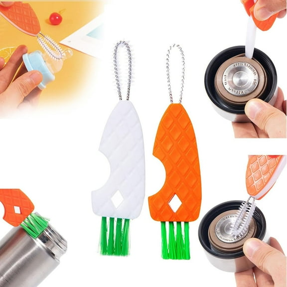 PPgejGEK 3-in-1 Carrot Shape Cup Lid Cleaning Brush for Baby Bottle Gaps Tight Spaces Portable Multifunctional Cleaner Tool