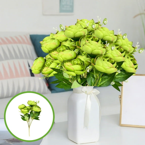 PPgejGEK 33cm Little Tea Rose Fake Flowers Bouquet for Home or Office Decor, Multicolor Simulation Design with Delicate Buds and Leaves