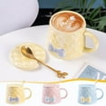 thumbnail image 1 of PPgejGEK 350ml Porcelain Coffee Mug with Bowknot and Lid, Ceramic Tea Cup with Spoon, Cute High-Temperature Resistant Design, 3.15x2.95 Inches, Gift for Home or Office Use, 1 of 9