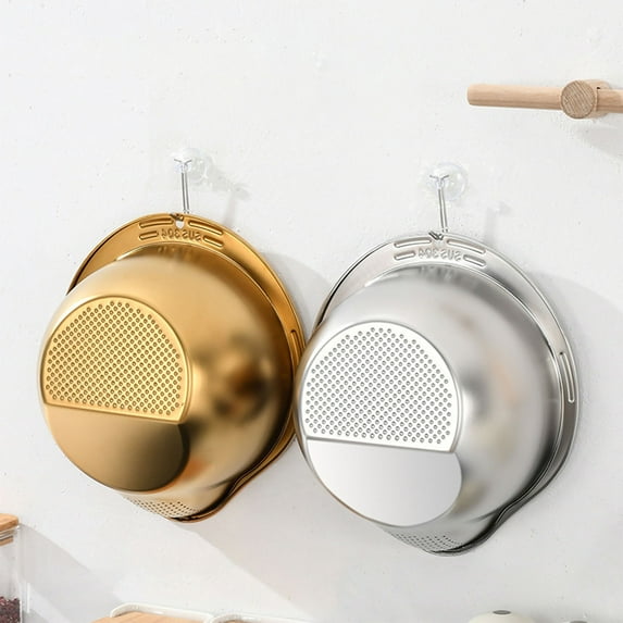 PPgejGEK 4-in-1 Stainless Steel Rice Washer Strainer Bowl with Side Drainers, Colander for Quinoa Vegetables Beans Versatile Kitchen Tool