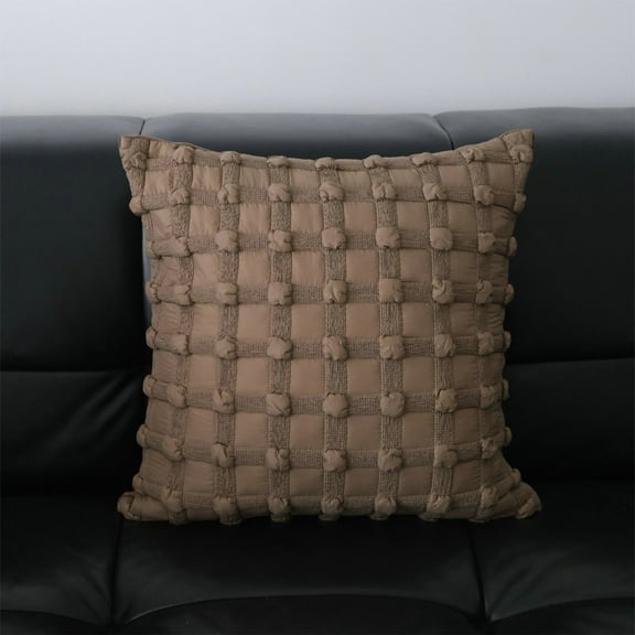 PPgejGEK 45x45x3.94 Inch Brown Modern Stylish Fabric Polyester Striped Plaid Pillow with Inner Cushion for Living Room Sofa Waist Support