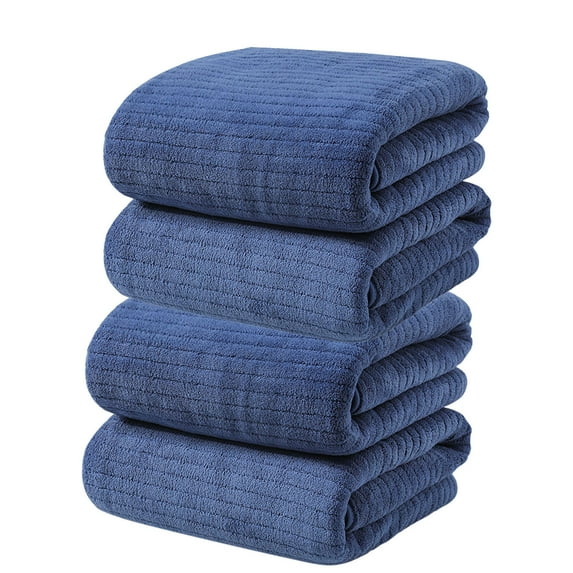 WWG 4cp Velvet Towel for Adult Daily Use At Home Absorbent Dry Hair Towel That Does Not Hair Beach Towel Strip Patterned Bath Towel 50% off Clear