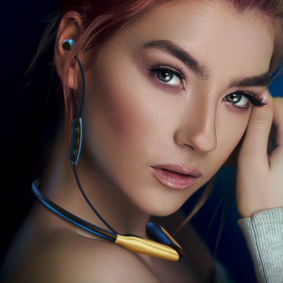 PPgejGEK 5.0 Neck Type Magnetic Absorption Wireless Bluetooth Headset Intelligent Pluggable Card, Sports, Noise Reduction, and Call Ability