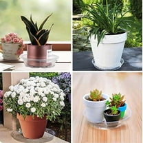 PPgejGEK 5-Pack Transparent Plastic Plant Saucer Tray for Indoor Outdoor Flower Pots Self-Watering Planter Base Drainage Dish - 12 inch