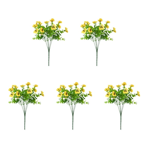 PPgejGEK 5 Piece Artificial Flower Set with Eucalyptus Leaves and Pansies Realistic Fake Greenery for Indoor Outdoor Home Decor Vase Arrangement