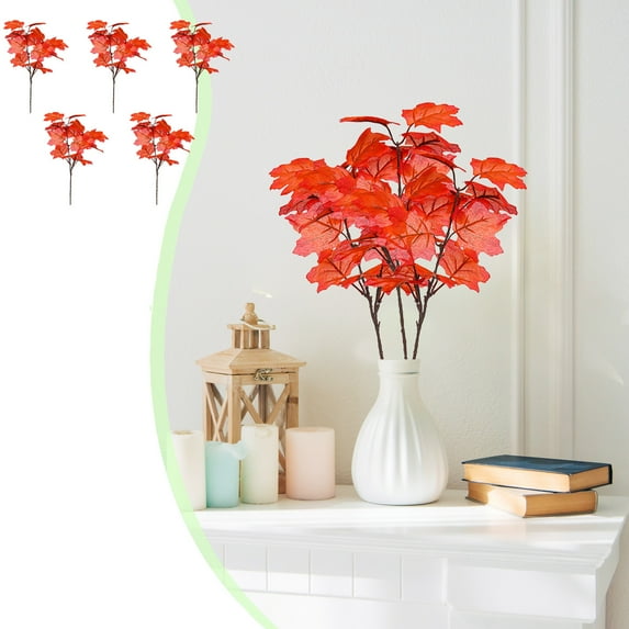 PPgejGEK 5PCS Artificial Fall Maple Leaves Branches, 13.39in Faux Autumn Leaves Stems for Thanksgiving Harvest Home Wedding Decorations