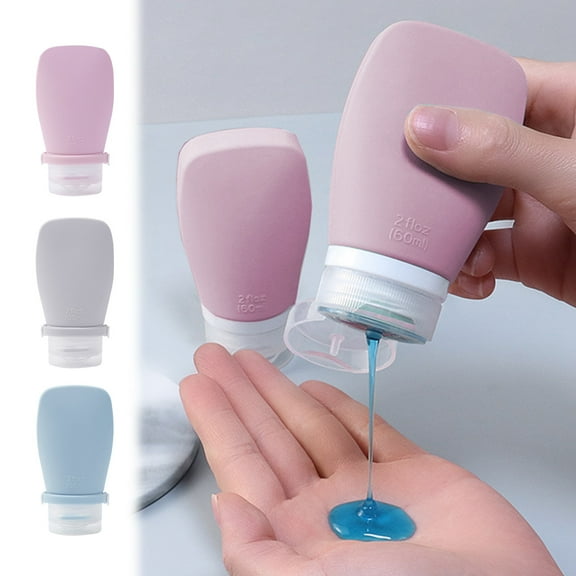 PPgejGEK 60ml Cosmetics Sample Bottle 11.7x5.5x3.5cm (4.60x2.16x1.37in) Silicone Travel Shampoo Shower Gel Squeeze Container Flip-Top Leakproof Portable Refillable Toiletry