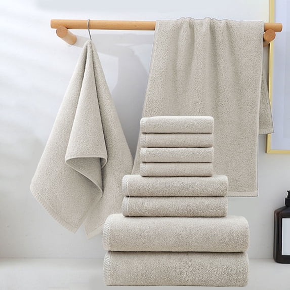 PPgejGEK 8 Pcs Bath Towels Set For Bathroom, Thick Soft Absorbent Cotton Towel Set Includes 2 Bath Towels 2 Hand Towels 4 Washcloths, 55.1 x 27.5 inches