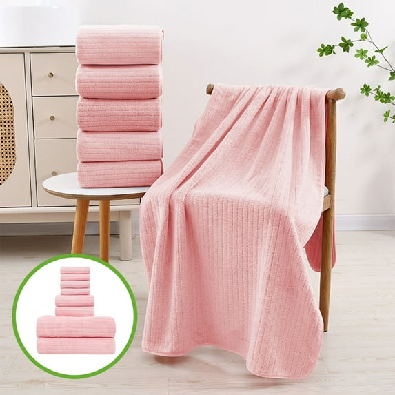 PPgejGEK 8 Piece Velvet Towel Set Includes 4 Face Towels 2 Hand Towels 2 Bath Towels for Household Use Absorbent Soft Quick Drying Available in Pink Blue Beige Purple Gray Colors