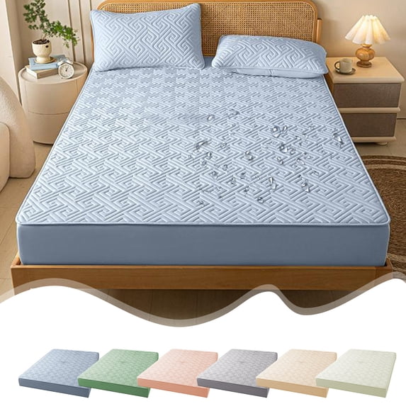 PPgejGEK 90x200cm (35.4x78.7in) Mattress Protector Bed Sheet, Nonslip Fixed Elastic Fitted Bed Cover with Soft Fiber, All-Inclusive Protection for Sleeping Naked