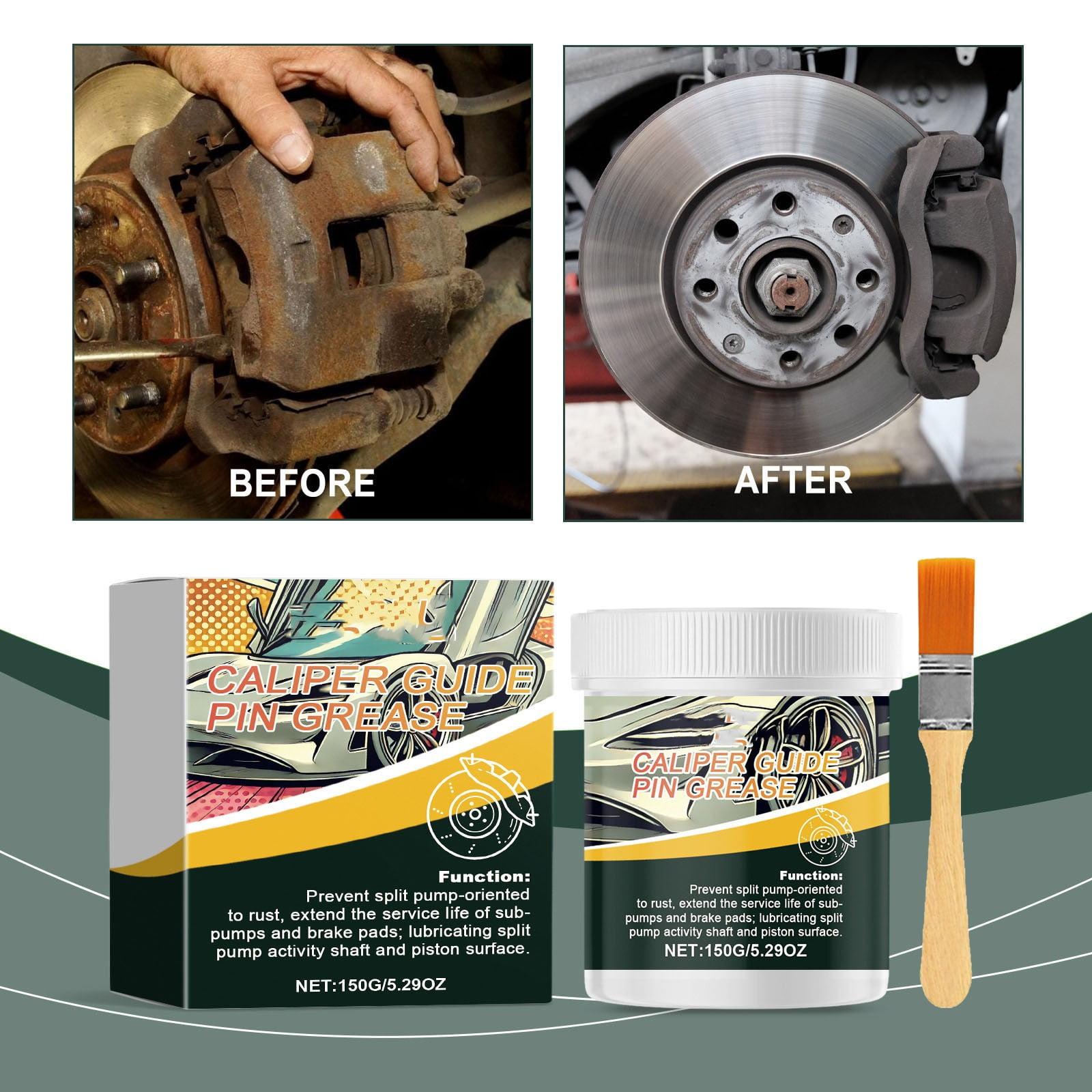 PPgejGEK Automotive Brake Caliper Grease Siliconed-based Lubricant Caliper Avoid-seize Maintenance Grease Savings