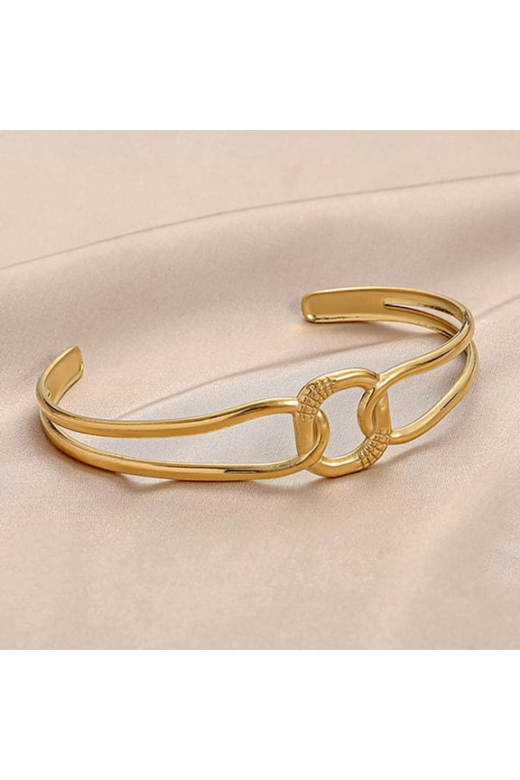 Bangles Bracelets for Women Stainless Steel Square Interlaced Line Open Bangle Geometric C-shaped Bracelet for Valentine's Day Mother's Day Christmas Birthday Gifts Festival Gift