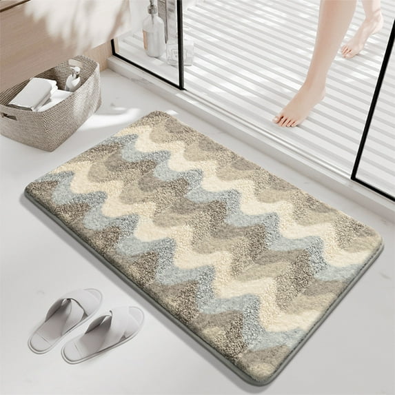 PPgejGEK Bathroom Non Slip Mat Absorbent Floor Carpet 23.62x15.74in for Entrance Bedroom Polyester Material Washable Decorative