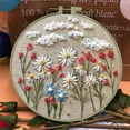 thumbnail image 1 of PPgejGEK Beginner Embroidery Flower Kit with English Manual Zero Based DIY Hand Embroidery Material Package 30x30cm 11.8x11.8in Hoop Thread Needle for Starter Craft Project, 1 of 3