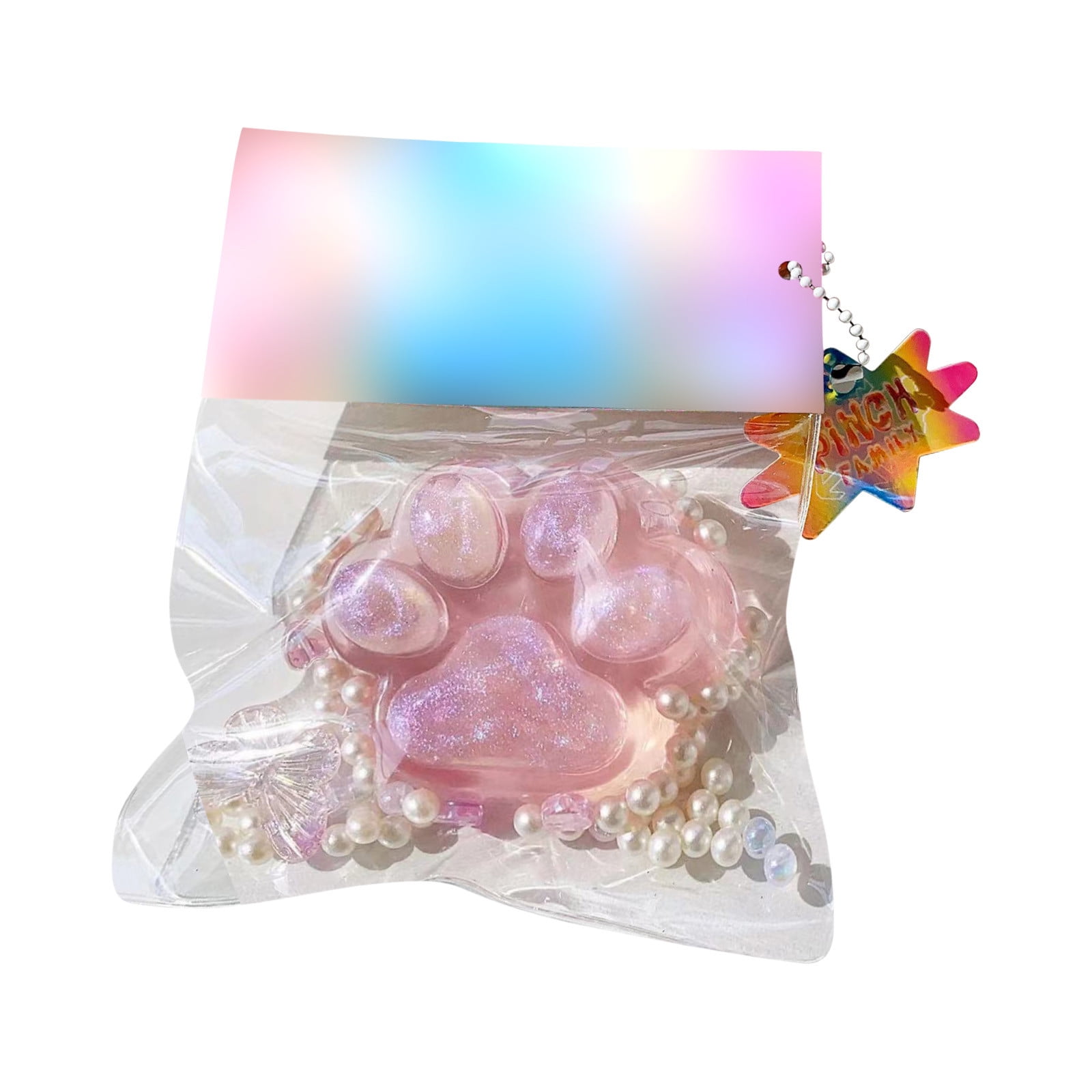 PPgejGEK Big Taba Soft Fidget Toy Transparent Cat Paw Shape Mini Stress ...
