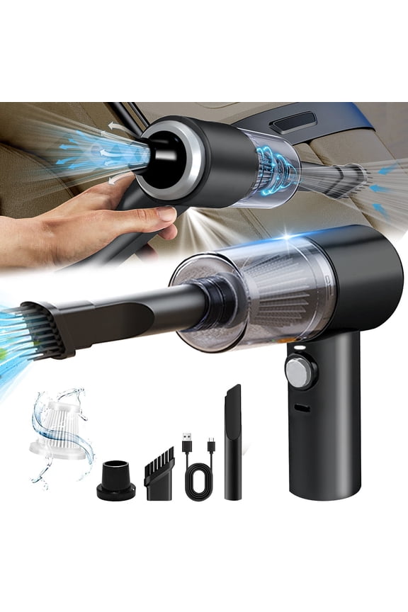Black Handheld Car Vacuum Cleaner with Light, Powerful Suction Mini Dust Buster, USB Portable Design, Size 12.6 x 5.51 Inches, 150ml Bin Capacity,for Auto Home Cleaning, Includes Accessories