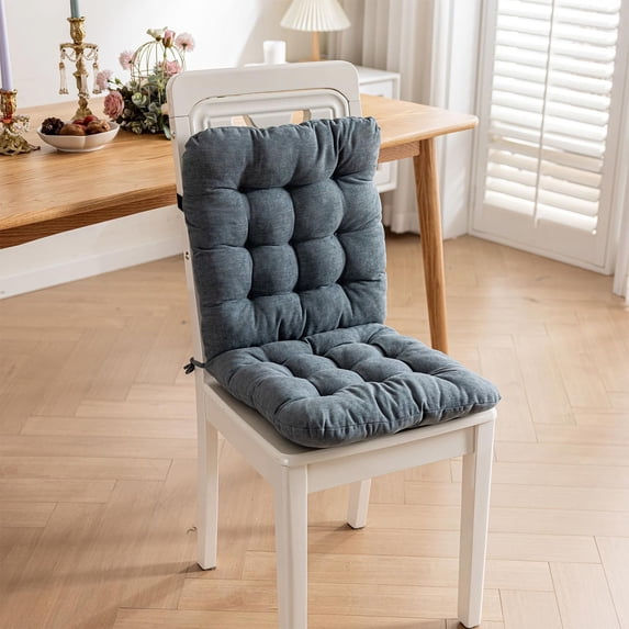 PPgejGEK Black Tufted All-in-One Chair Cushion with Back Support, 15.75x31.5in Thickened Seat Pad for Office/Dining Chair/Dormitory