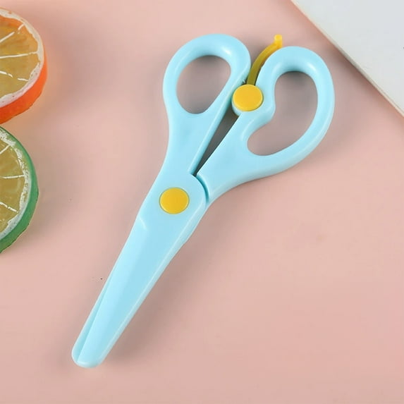 PPgejGEK Blue Small Safety Craft Scissors, Anti - Pinch Scissors for Students' Paper - Cutting