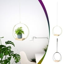 PPgejGEK Bohemian Wall Hanging Basket Macrame Plant Hanger with Wood Base for Indoor Plants Ceiling Window Home Decoration 30cm Diameter