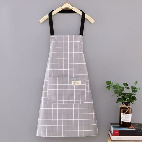 PPgejGEK Breathable Canvas Apron Adjustable Bib Kitchen Cooking Smock for Adults Lightweight Workwear Chef Apparel 27.56x26.38 Inch Gray