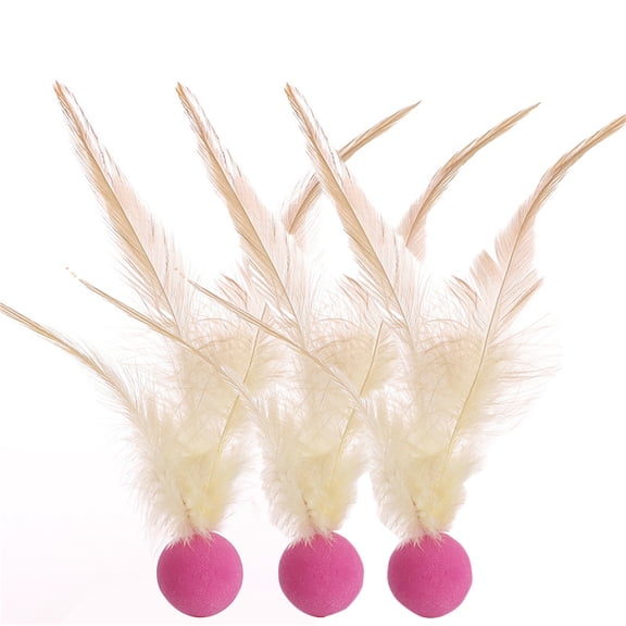 WWG Cats Toys 3PCS Rubber Bouncy Balls with Feathers Interactive Play for Indoor Outdoor Cats Dogs Pet Exercise Stimulating Instincts Basketball Soccer Baseball