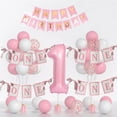thumbnail image 1 of PPgejGEK Children's Birthday Banner ONE Alphabet Pull Up Letters Backdrop Decor 6.3x4.53 Inches Cloth Fabric Party Decoration for First Birthday Weekend Celebration Customizable Ribbon, 1 of 9