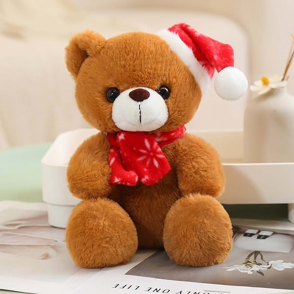 PPgejGEK Christmas Gift Scarf Cute Bear Doll Toy Christmas Hat Bear Doll Cloth Doll Christmas Snowflake Decoration for Adorning the Mantelpiece to Celebrate the Holiday