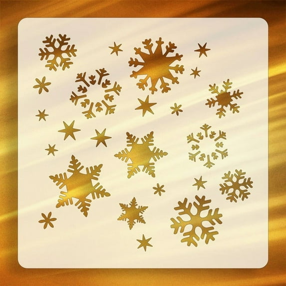 PpgejGEK Christmas Snowflake Stencil Template Reusable Plastic Painting DIY Crafts Templates 20x20cm/7.87x7.87in Xmas Decor Wood Window Glass Greeting Card