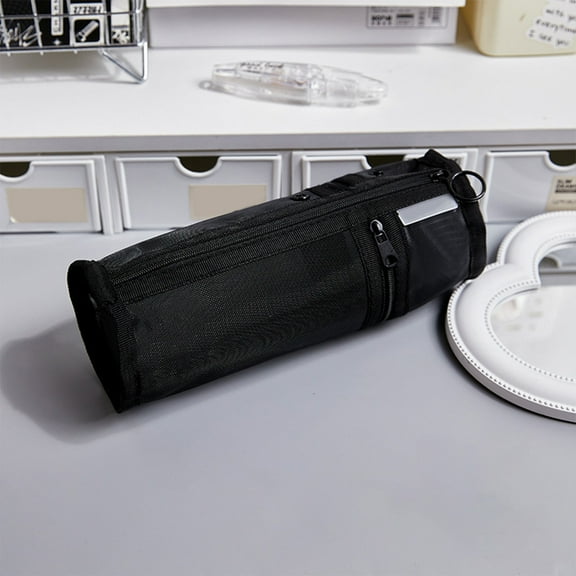 PPgejGEK Clear Mesh Pencil Case Japanese Style Large Capacity Exam Friendly Transparent Pouch, 9x3.3x3.3in, White Green Gray Black