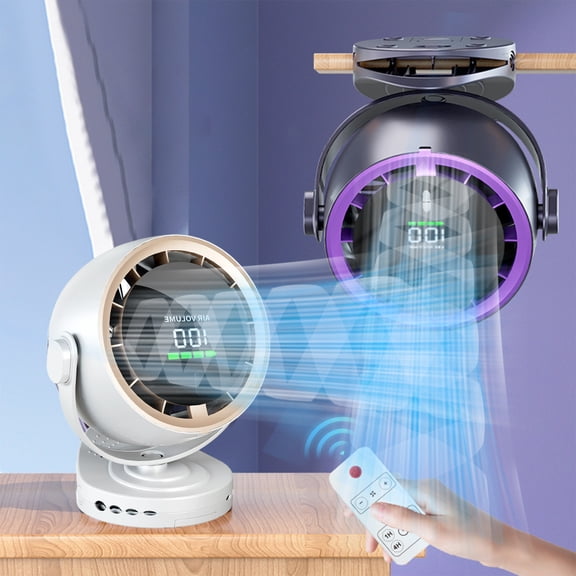 PPgejGEK Clip Fan with 4000mAh Battery Digital Display Portable Fan Remote Control 100 Speeds 720 Rotation for Office Bedroom Kitchen Outdoor
