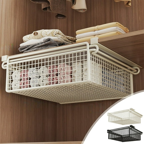 PPgejGEK Closet Storage Layered Drawer Partition Shelves White Iron Nail Free Organizer 35x35x10cm 13.78x13.78x3.94in for Clothes Pants Cabinet