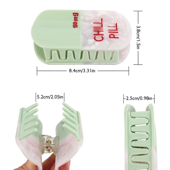 PPgejGEK Color Block Heart Shaped Medical Series Hair Clips Ponytail Half Up styling Acrylic Jaw Claw for Women Girls Daily Use