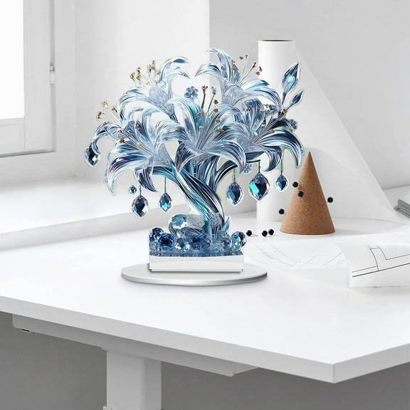 PPgejGEK Colorful Lily Rose Series Acrylic Desktop Decoration for Study Bedroom Living Room Home Decor Ornament Gift Idea Modern Stylish Art Piece Easy to Clean