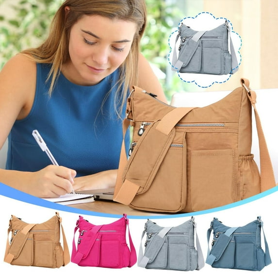 PPgejGEK Crossbody Bag Nylon Oxford Cloth, Multi Compartment Medium Shoulder Bag for Middle Aged, Casual Daily Use, Large Capacity, Hands-Free, for Shopping Travel Hiking