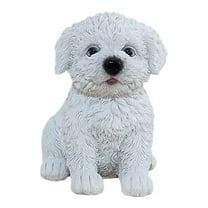 PPgejGEK Cute Simulation Bichon Frise Dog Ornament Resin Craft Home Decoration Room Desktop Decor Pet Model Collectible Figurine 3.94 Inches Height Hand Painted