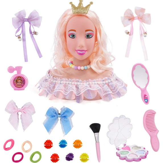 PPgejGEK Doll Head For Hair Styling Doll Head For Hair Styling Deluxe Hairstyle Hair Makeup Doll Toys Hairdresser Pretend Play Game Festival Gift for Kids