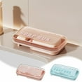 thumbnail image 1 of PPgejGEK Double Compartment Soap Dish with Drainage Holes, 7.87x4.33x1.57 Inch Bathroom Storage Box with Lid, Plastic Soap Holder for Shower Sink Countertop, Pink and Blue Colors, 1 of 9