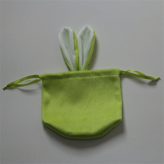 PPgejGEK Easter Bunny Drawstring Velvet Bag, Cute Ear Candy Packing Gift Pouch for Easter Decor Party Favors, Plush Mini Storage Container 1PC