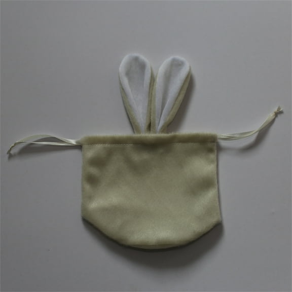 PPgejGEK Easter Bunny Drawstring Velvet Bag, Cute Ear Candy Packing Gift Pouch for Easter Decor Party Favors, Plush Mini Storage Container 1PC