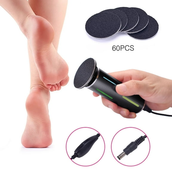 PPgejGEK Electric Foot Callus Pain-Free Electric Foot File Callus Remover for Feet Adjustable Speed 360 Rotation with 60pcs Sanding Discs Gen 0
